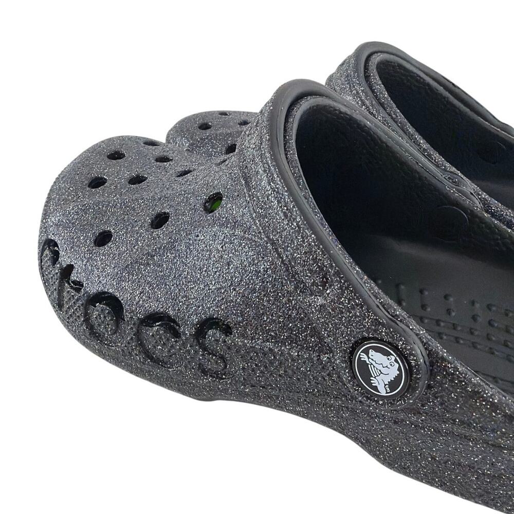 Crocs Unisex Black Baya Glitter Clogs Size M's 7 W's 9 - Picture 8 of 12